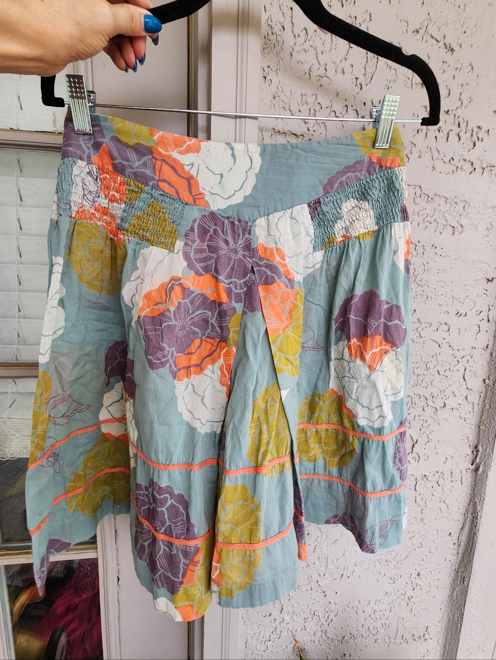 Lux By Anthropologie $78 Floral Tiered Cotton Skirt Sz 1